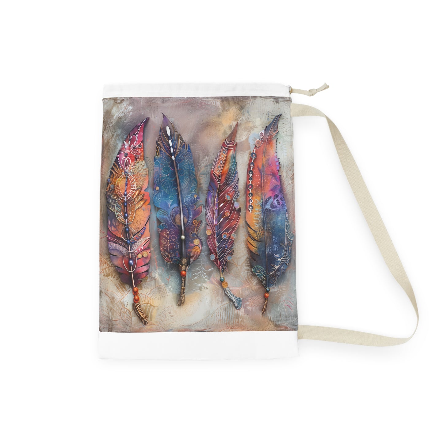 Bohemian feather laundry bag - durable and stylish laundry day essential for easy chores