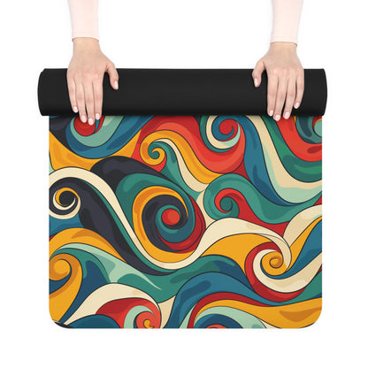 Retro Waves Yoga Mat: Vibrant, Seamless, Stylish