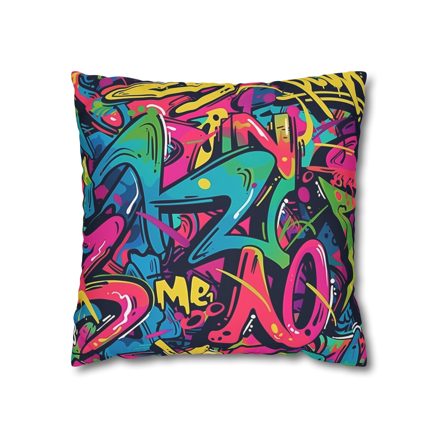 "Neon Urban Graffiti Pillowcase - Transform your bedroom with edgy neon colors for an urban cool vibe"