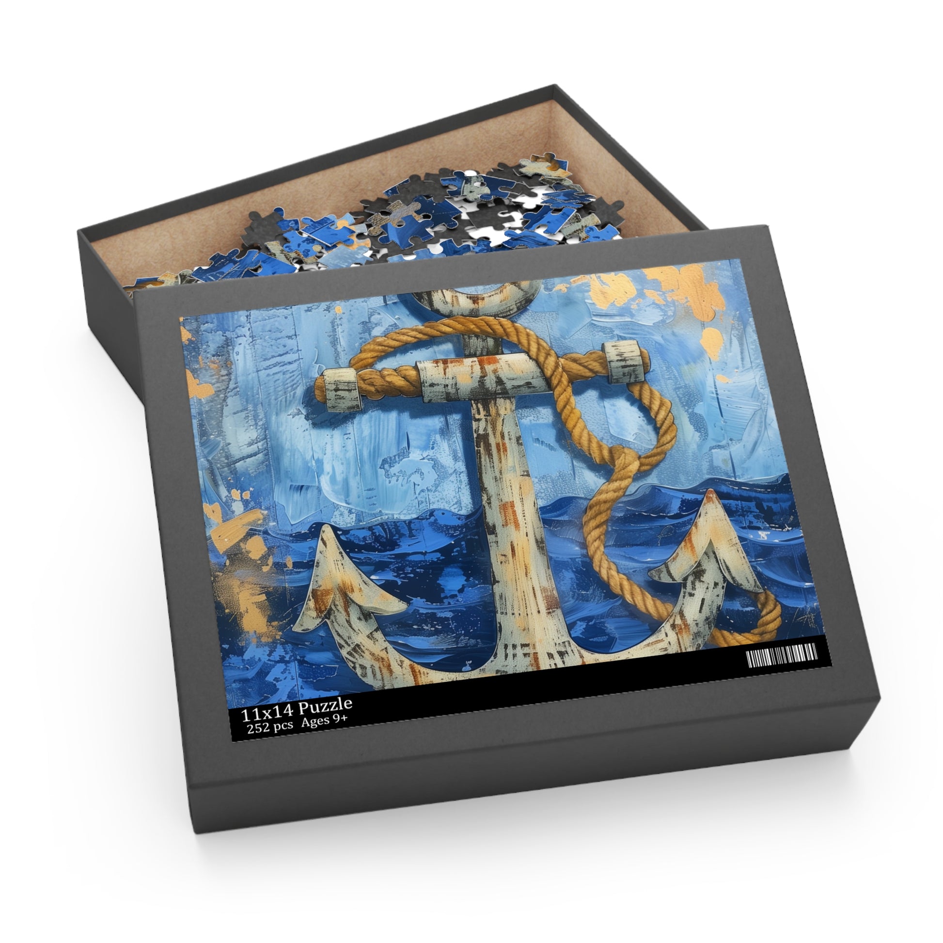 "Anchor and Rope Nautical Jigsaw Puzzle for Maritime Decor Enthusiasts"