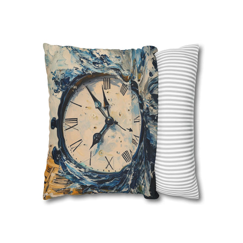 A Clock Melting Away Symbolizing the Fleeting Natur Double-Sided Square Cushion Cover