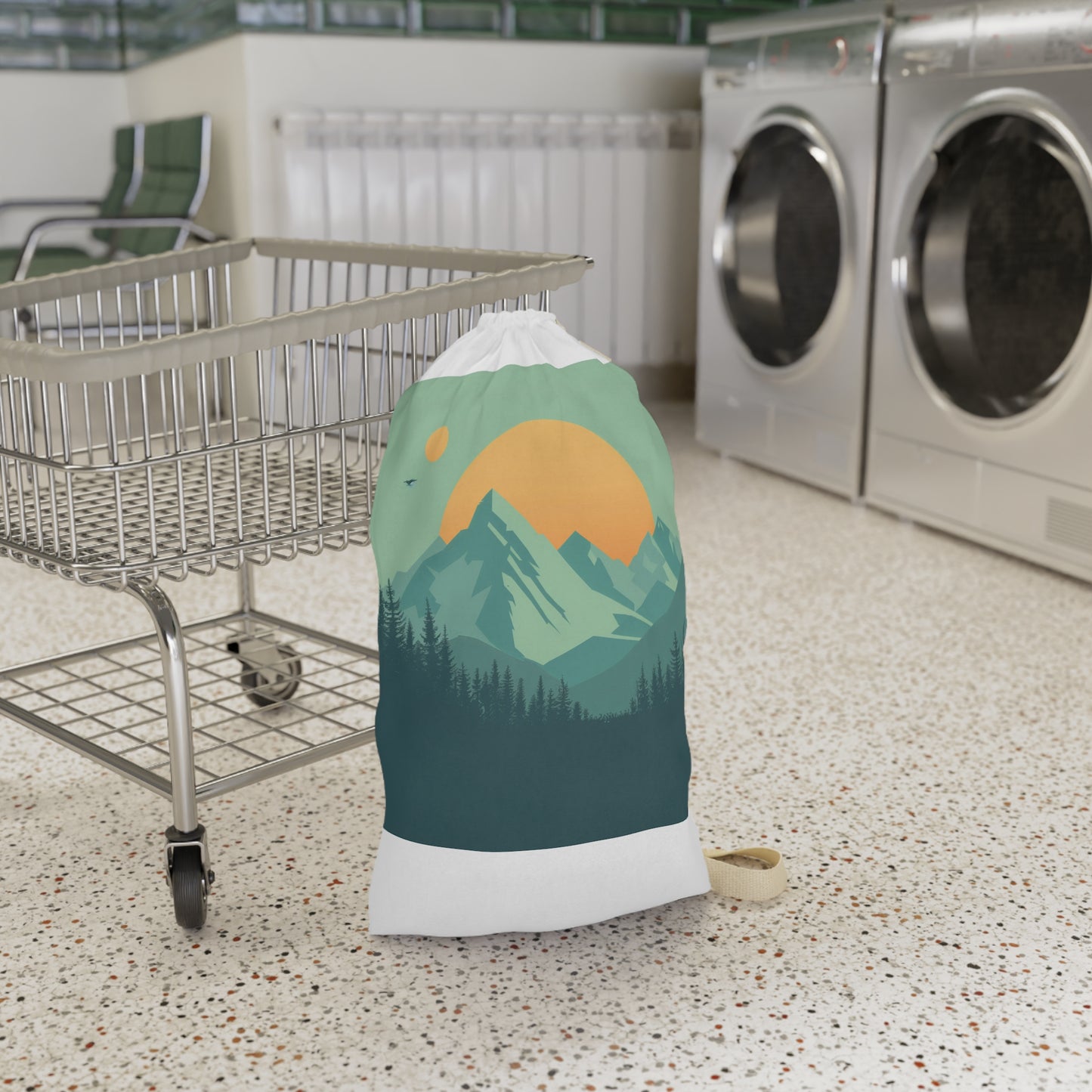 Mountain Dream Laundry Bag - Keep clothes organized with stylish minimalist mountain landscape design.