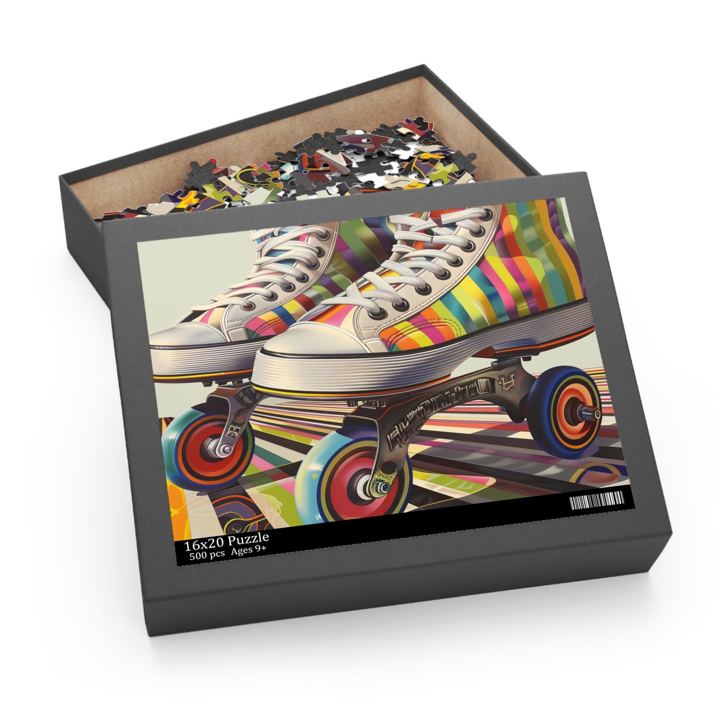 Retro Skate Stripe Puzzle - Colorful roller skate design for vintage enthusiasts and puzzle lovers