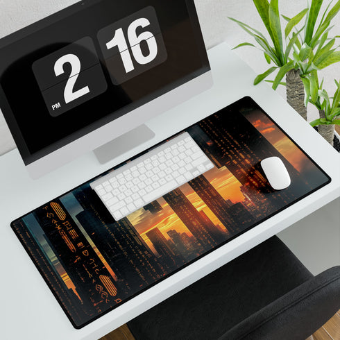 Ancient Runes Glowing Metropolis Gaming XXL Extended Desk Mat - View 4 | Prints With Passion