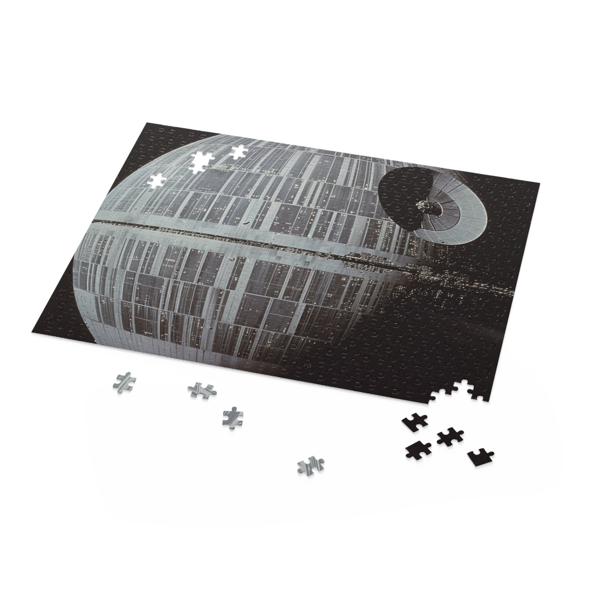 "Death Star Wars Jigsaw Puzzle - Piece together the ultimate weapon in the galaxy! Great for Star Wars fans. May the force be with you!"