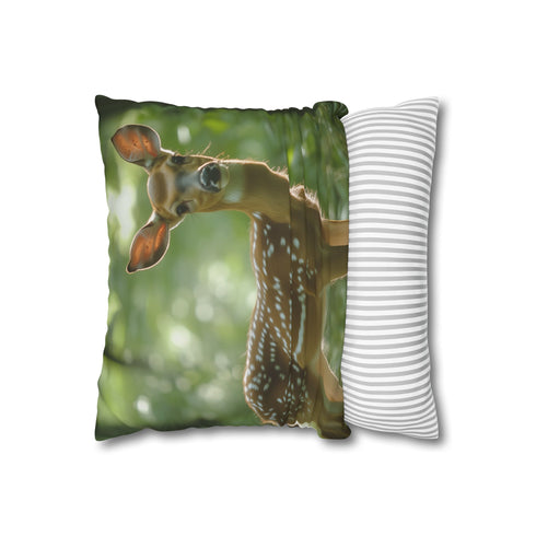 Magical Deer in Enchanted Forest — 40×40 Cushion Cover — Sofa & Living Room Lifestyle View