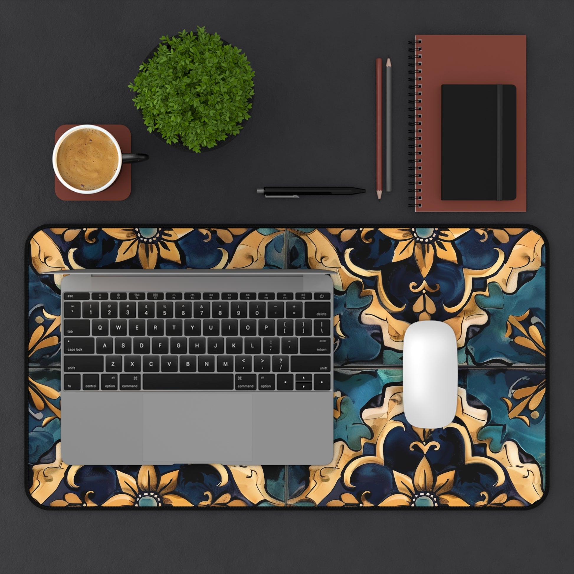 "Artisan Tiles Desk Mat - Elegant and Sophisticated Workspace Transformation"