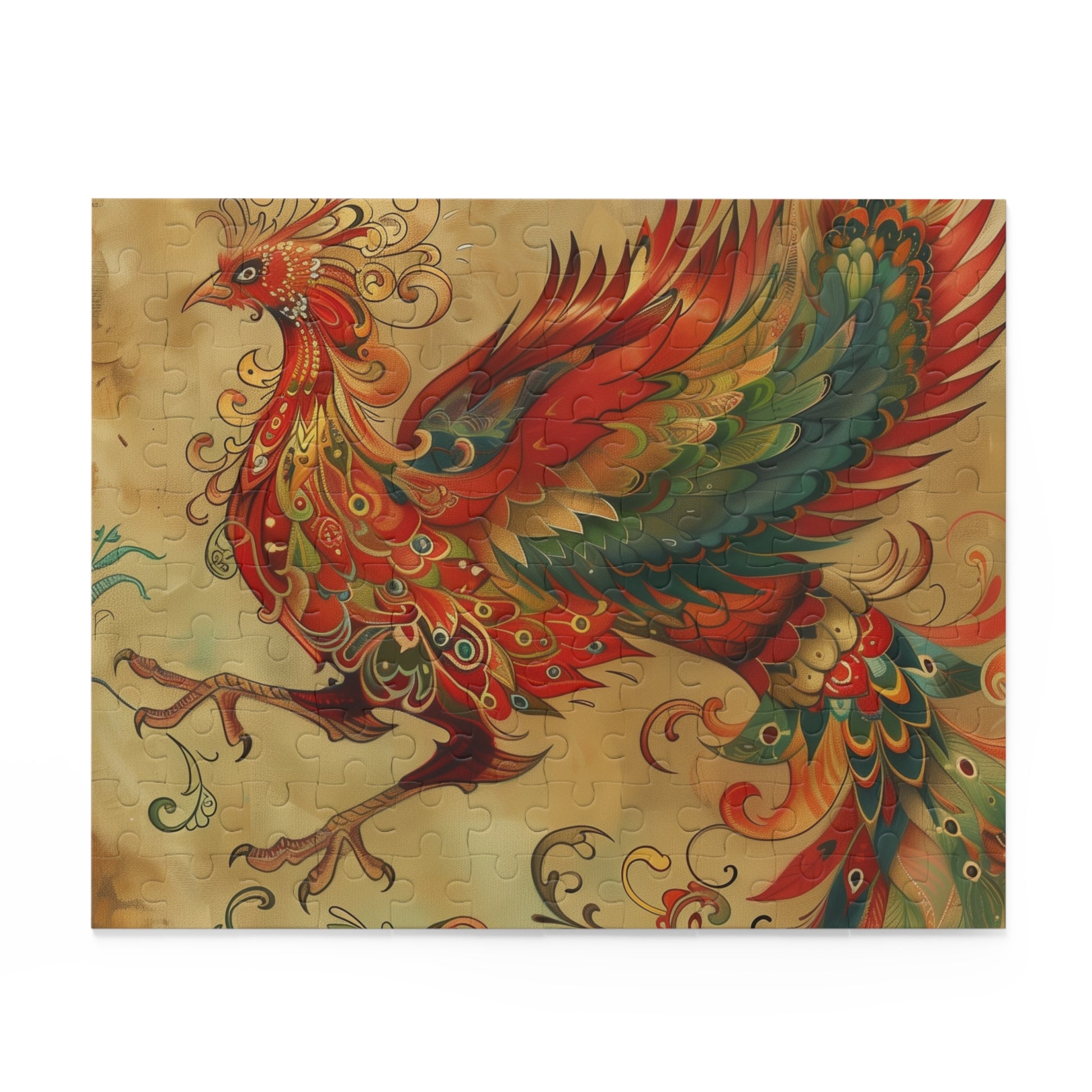 Phoenix Mythical Jigsaw Puzzle: Explore vibrant colors and intricate details in this captivating work of art.