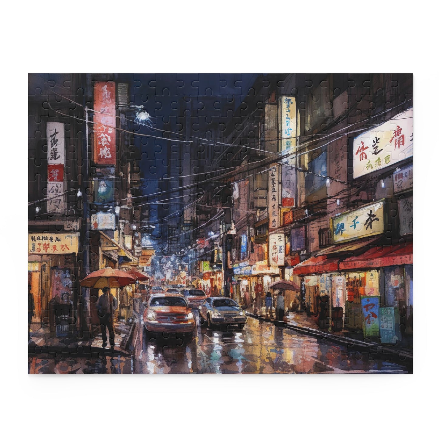 "Tokyo Night Skyline Jigsaw Puzzle - Panoramic view of illuminated cityscape, perfect for relaxing nights"