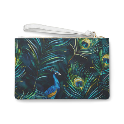 Vibrant Blue Peacock Feather Clutch