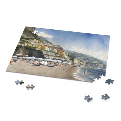 "Amalfi Coast jigsaw puzzle with colorful buildings and crystal-clear waters"