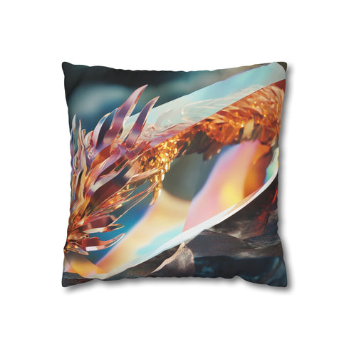 Glass Prism Reflecting Dragon Flame — 40×40 Cushion Cover — Front 40×40 cm Square Cushion View