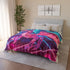 Origami Dragon over a Neon Grid Plush Fleece Throw Blanket