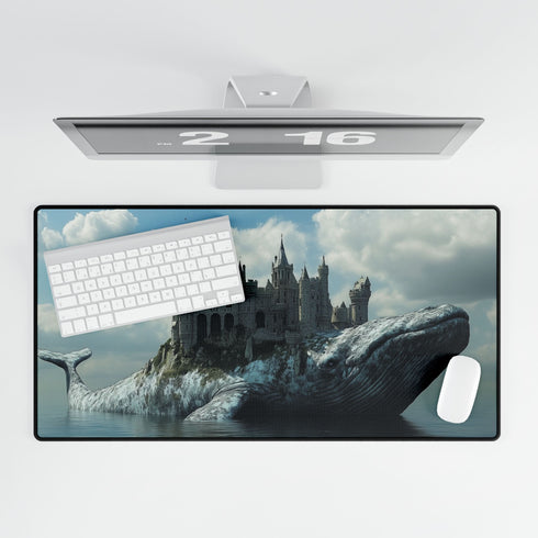Sky Whale Floating Castle Fantasy Gaming XXL Extended Desk Mat - View 5 | Prints With Passion