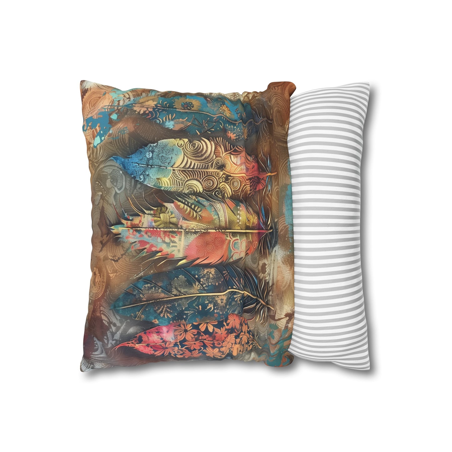 "Bohemian Dreamcatcher Pillowcase - Earthy tones, intricate details, perfect for all seasons"