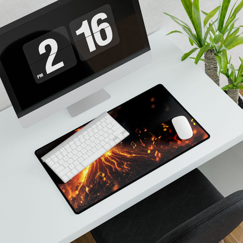 Volcano Erupting into Music Notes — XL & XXL Desk Mat — Product Detail View 7