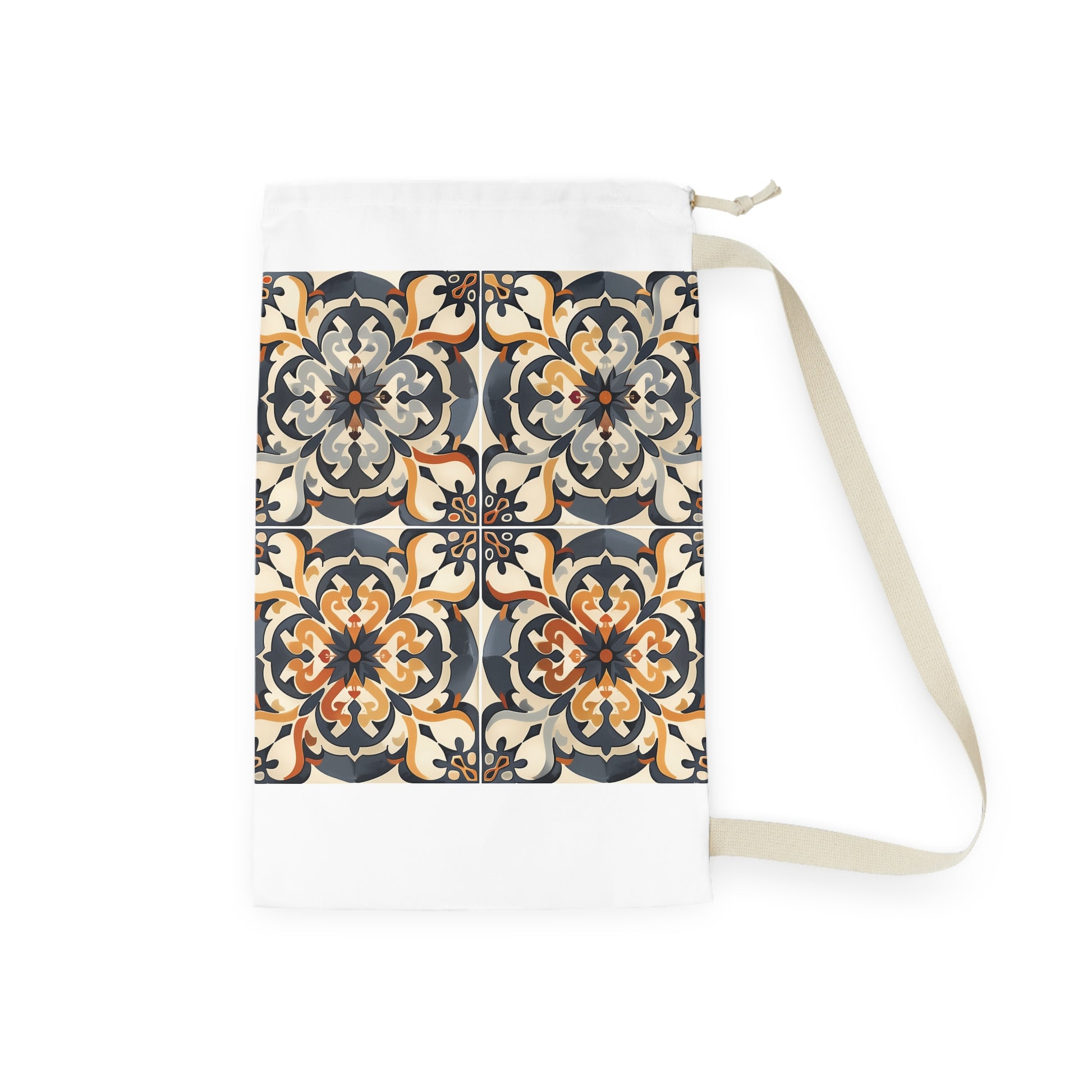 "Stylish Artisan Tile Laundry Bag with Durable Design and Tile-Inspired Print"