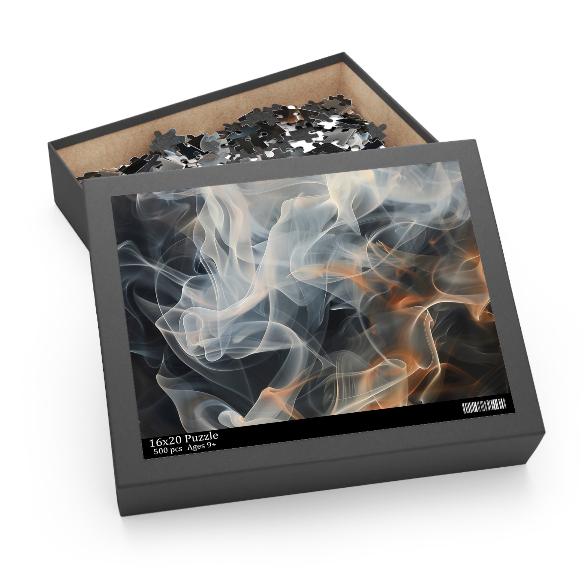 "Mesmerizing Smoke Art Jigsaw Puzzle with Vibrant Colors and Swirling Patterns"