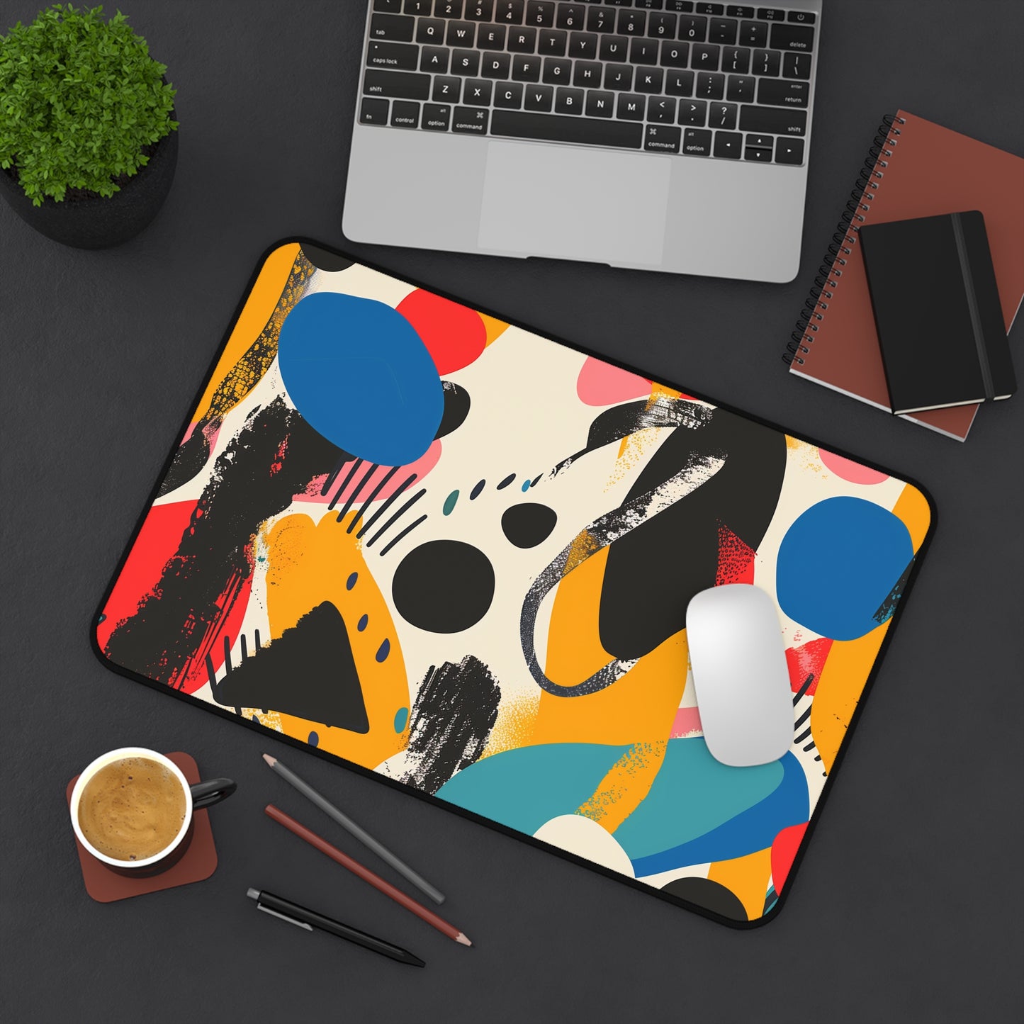 "Abstract Bright Desk Mat - Add style and color to workspace with bold modern design"