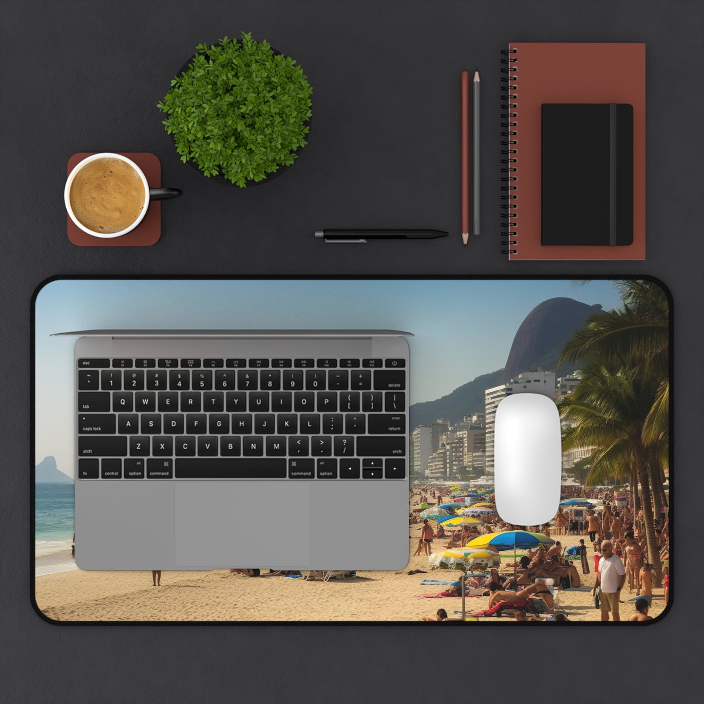 Rio Beach Desk Mat - Vibrant tropical desk protector for office decor, inspired by the beauty of Rio Beach.