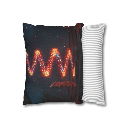 Data Helix Spinning above Stone Altar Double-Sided Square Cushion Cover