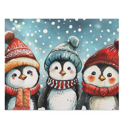 Charming Winter Penguins Jigsaw Puzzle - Fun and Adorable Winter Scene - Perfect for Animal Lovers of All Ages