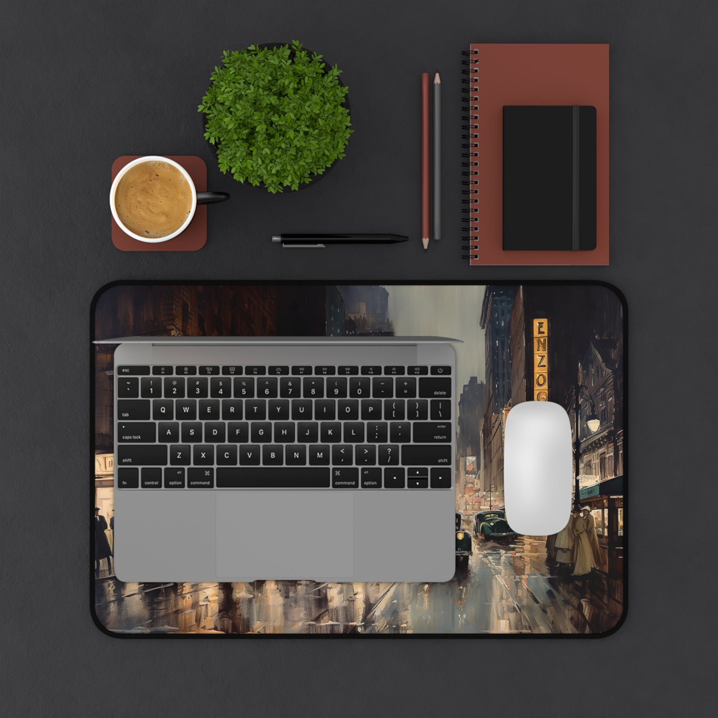 Vintage-inspired 1920s New York desk mat, adds elegance and protection to your workspace.