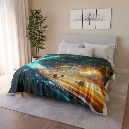 Space Highway with Comet Traffic Plush Fleece Throw Blanket