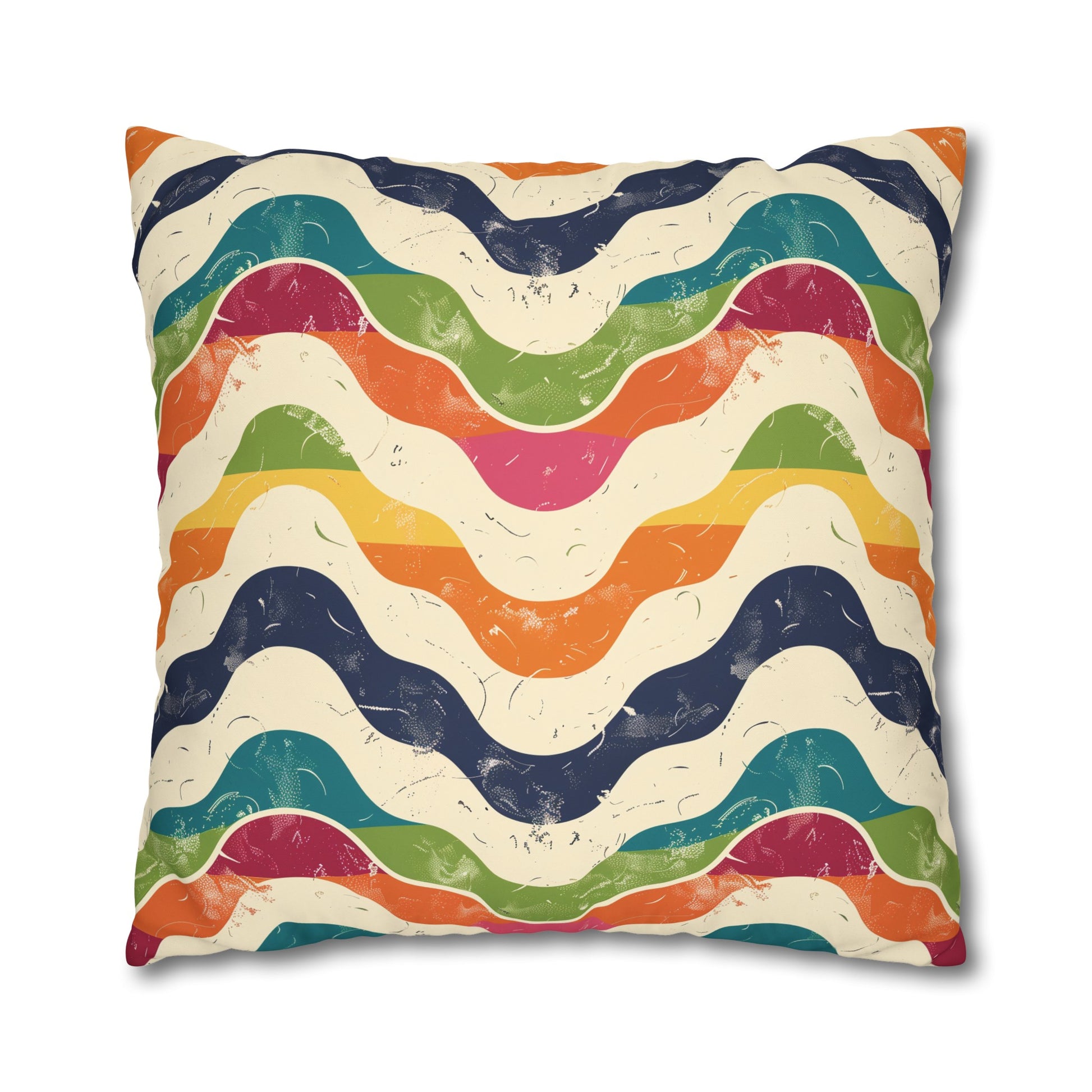 "Retro Waves Pillow Case - Add vibrant retro flair to bedroom decor with bold seamless pattern"