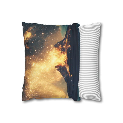 Inverted Volcano Raining Stardust (Edition II) — 40×40 Cushion Cover — Sofa & Living Room Lifestyle View