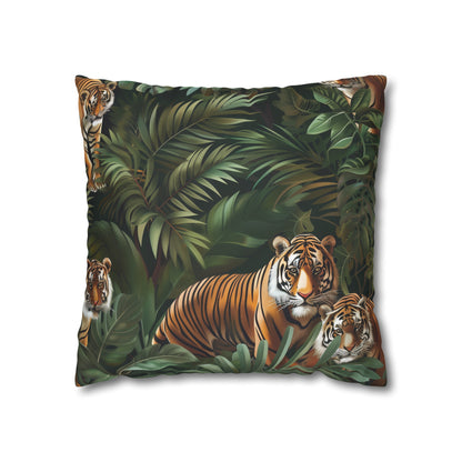 "Wild Tiger Jungle Safari Pillowcase - Seamless jungle pattern with majestic tigers, perfect for adventurous decor"