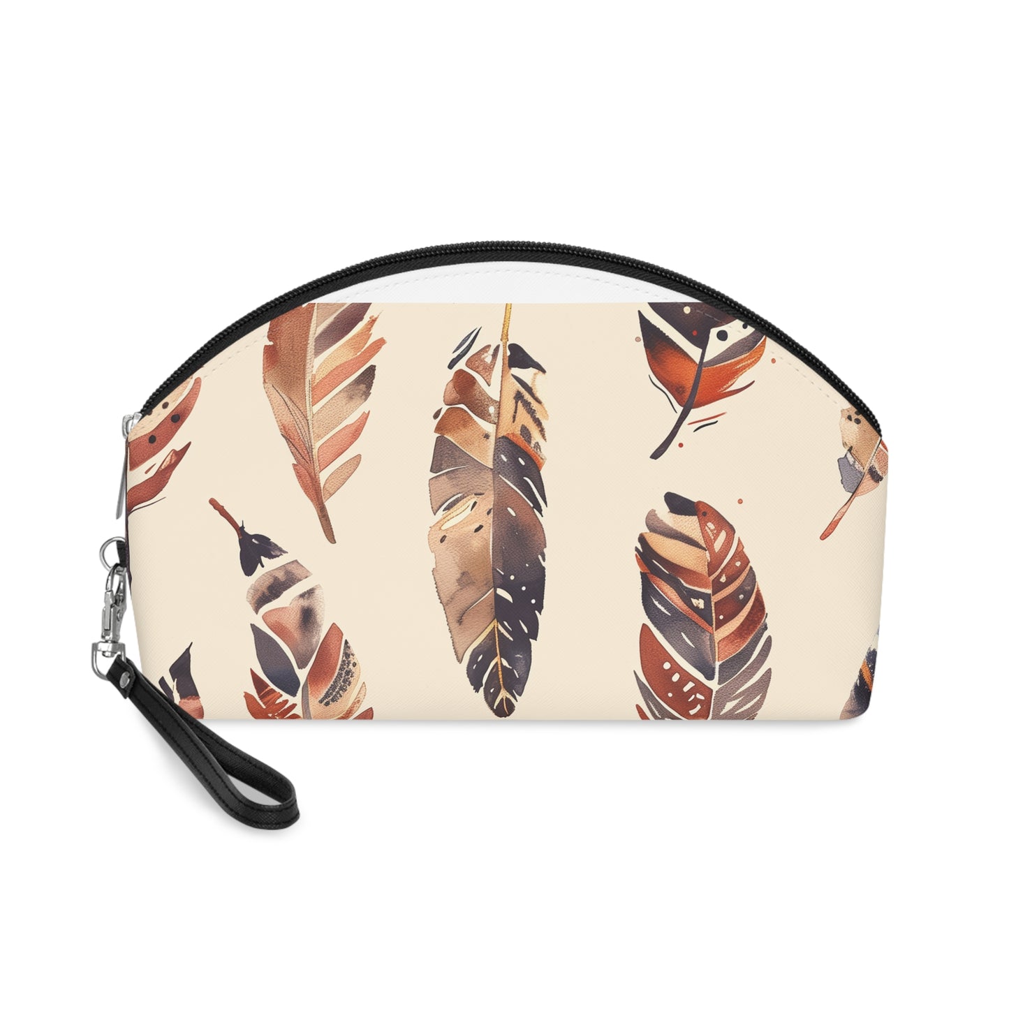 Boho Feather Pattern Makeup Bag | Makeup Bag | Accessories, All Over Print, AOP, Cosmetics, Pouches, Sublimation, Travel Accessories, With zipper | Prints with Passion