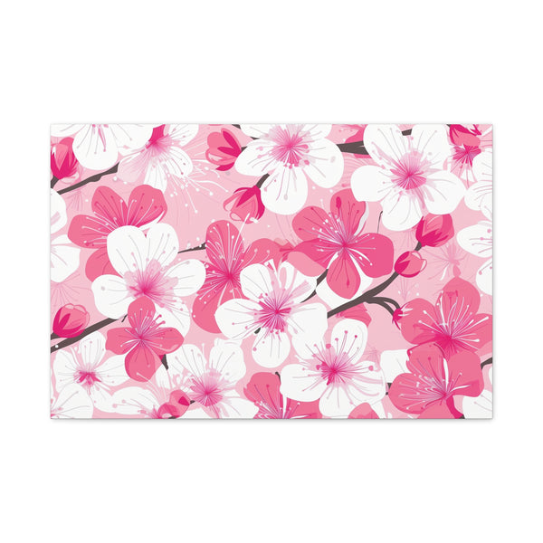 Japanese Pink Cherry Blossom Sakura — Canvas Wall Art — Living Room Wall Lifestyle View