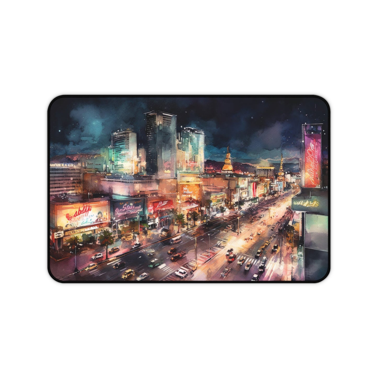 "Las Vegas Desk Mat Design - Add glamour to your workspace with this stylish and functional desk mat featuring a stunning Vegas Strip design."