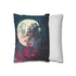 Glitch Garden under Digital Moon — 40×40 Cushion Cover — Soft Brushed Fabric Texture Close-Up