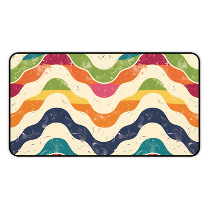 "Vibrant Retro Waves Desk Mat for Stylish Workspace Decor"