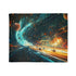 Space Highway with Comet Traffic Plush Fleece Throw Blanket