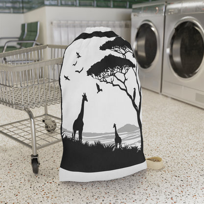 Eco-friendly Wildlife Silhouette Laundry Bag - Nature-inspired laundry room essential with wildlife design.