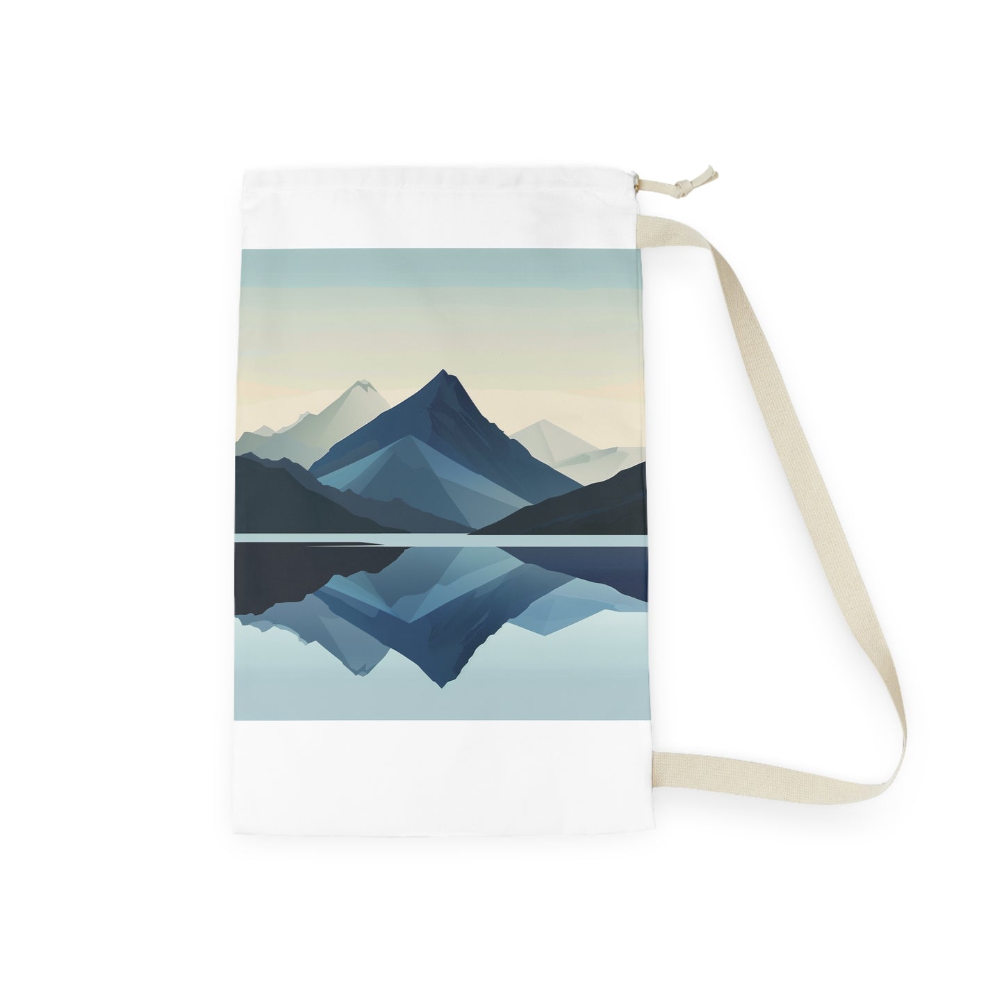 "Minimalist mountain scene laundry bag for stylish organization at home"