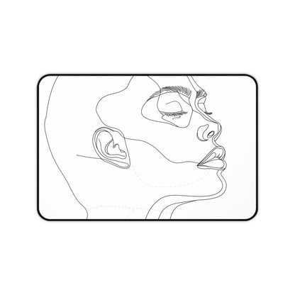 "Minimalist face line art desk mat for modern office decor"