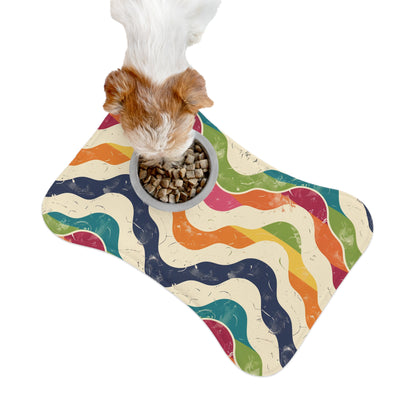 Retro Wave Pet Feeding Mat: Vibrant, Seamless, Stylish