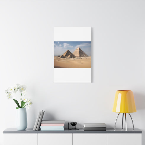 Pyramids of Giza Golden Desert Horizon Stretched Canvas Wall Art - View 2 | Prints With Passion