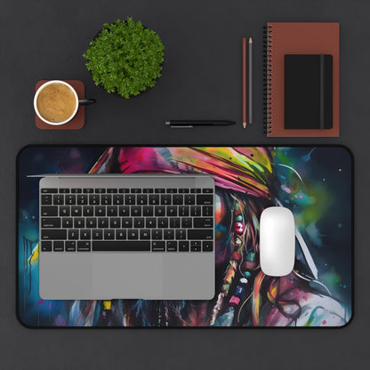 Jack Sparrow neon desk mat with watercolor design. Perfect for pirate enthusiasts!