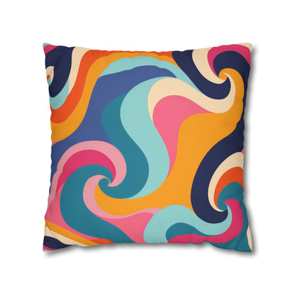 "Vibrant Retro Waves Pillowcase Set - Bold colors and seamless pattern for stylish bedding"