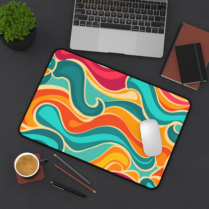 "Vibrant Retro Waves Desk Mat for Stylish Workspaces - Add Personality to Your Desk"