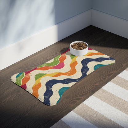 Retro Wave Pet Feeding Mat: Vibrant, Seamless, Stylish