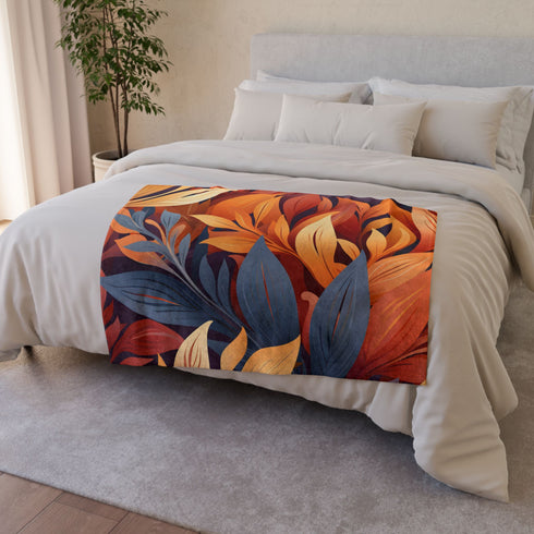 Autumn Foliage & Wildflowers Botanical Plush Fleece Throw Blanket - View 6 | Prints With Passion