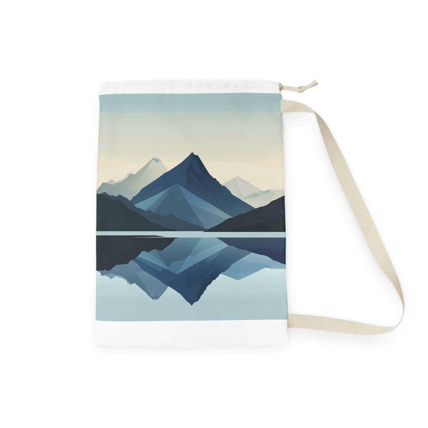 "Minimalist mountain scene laundry bag for stylish laundry organization"