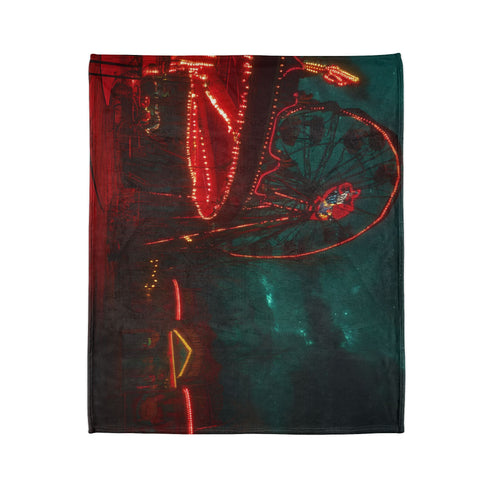 Haunted Carnival on Another Planet — Plush Fleece Throw Blanket — Product Detail View 7