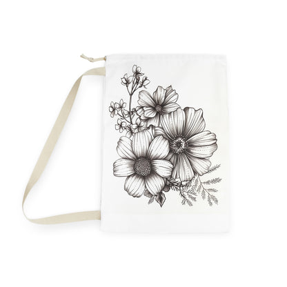 Floral Laundry Bag Bouquet - Hand-drawn flower design on durable material, brightening laundry day.